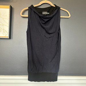 Emporio Armani Drape Navy & Grey Neck Sleeveless Top - Size 40